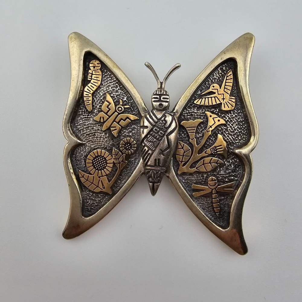 STERLING SILVER AND GOLD FILLED SILVER BUTTERFLY BROOCH